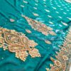 Saree luxuoso de crepe de seda verde modelo Harita Aishwarya