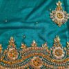 Saree luxuoso de crepe de seda verde modelo Harita Aishwarya