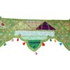 Bandô de porta indiano (Toran) 5 pontas bordado verde e color 45cm