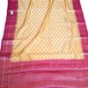 Saree Banarasi Art Silk de seda modelo Suryodaya amarelo e vermelho