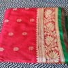 Saree Banarasi Art Silk de seda modelo Gold Nandini vermelho e verde