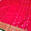 Saree Banarasi Art Silk de seda modelo Gold Nandini vermelho e verde