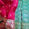Saree Banarasi Art Silk de seda modelo Gold Nandini vermelho e verde