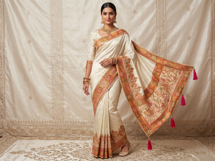 Saree Banarasi Art Silk de seda modelo Royal Mor Haathi