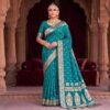 Saree Banarasi Art Silk de seda verde modelo Gold Panna Rani