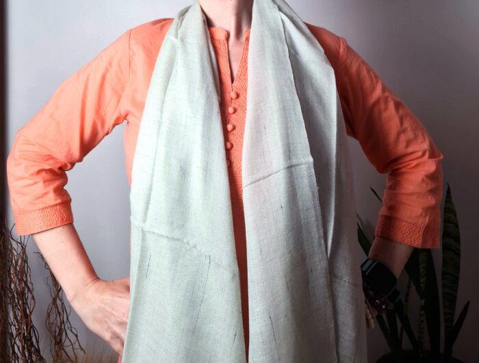 Pashimina indiana de cashmere estampa verde menta claro mesclada