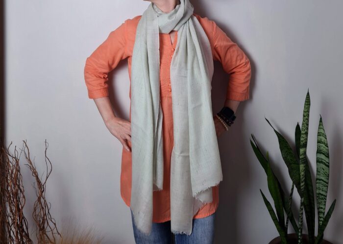 Pashimina indiana de cashmere estampa verde menta claro mesclada