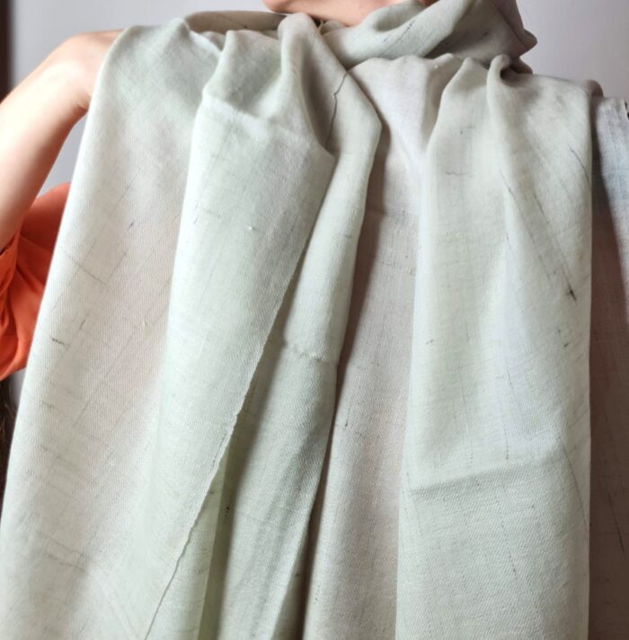 Pashimina indiana de cashmere estampa verde menta claro mesclada