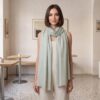 Pashimina indiana de cashmere estampa verde menta claro mesclada